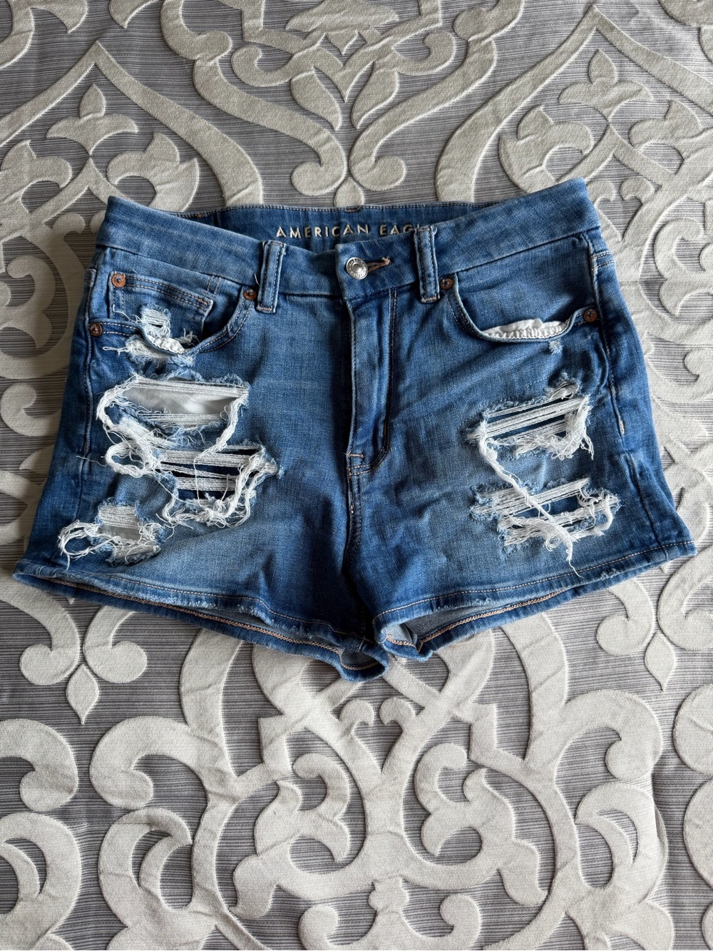 American Eagle Outfitters Distressed Blue Denim Cutoff Shorts